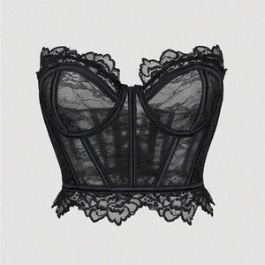 SHEIN Black Lace Bustier Corset Bralette